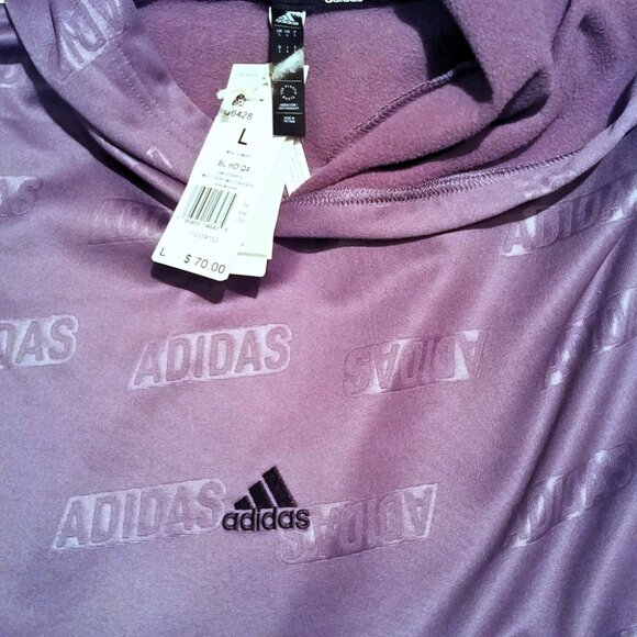 Adidas Brand Love Fleece Hoodie Sweatshirt Shadow Violet Men's Size Lg - Picture 5 of 9